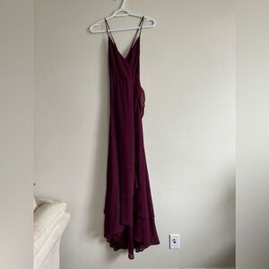 Lulus In Love Forever Burgundy Lace-Up High-Low Maxi Dress